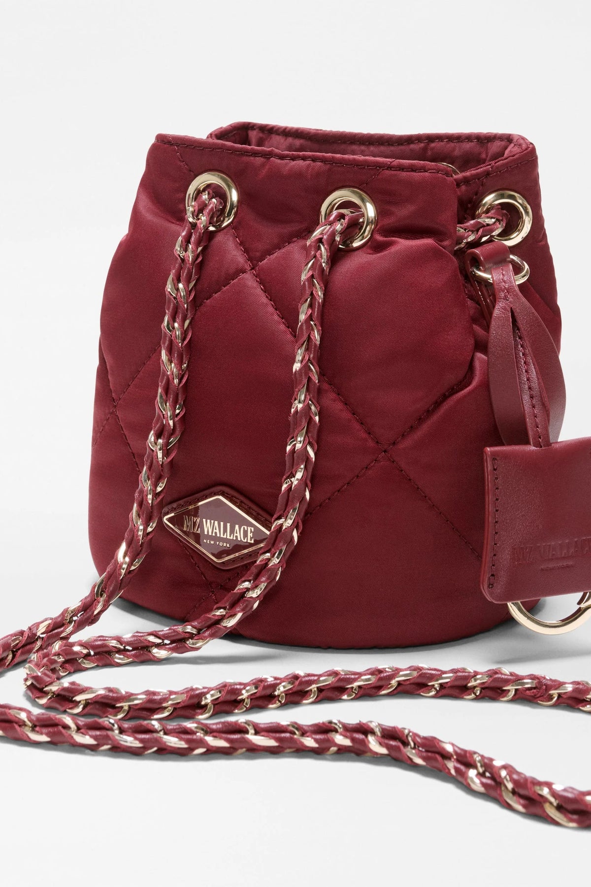 mz wallace claret mini frankie bucket bag