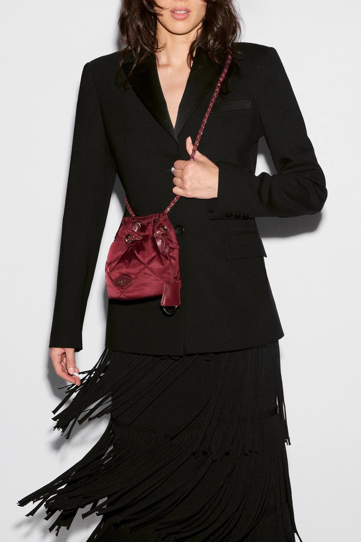 mz wallace claret mini frankie bucket bag