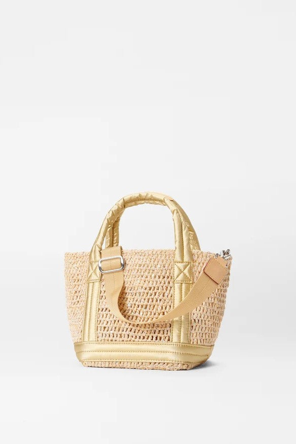 mz wallace sequin light gold pearl metallic mini raffia