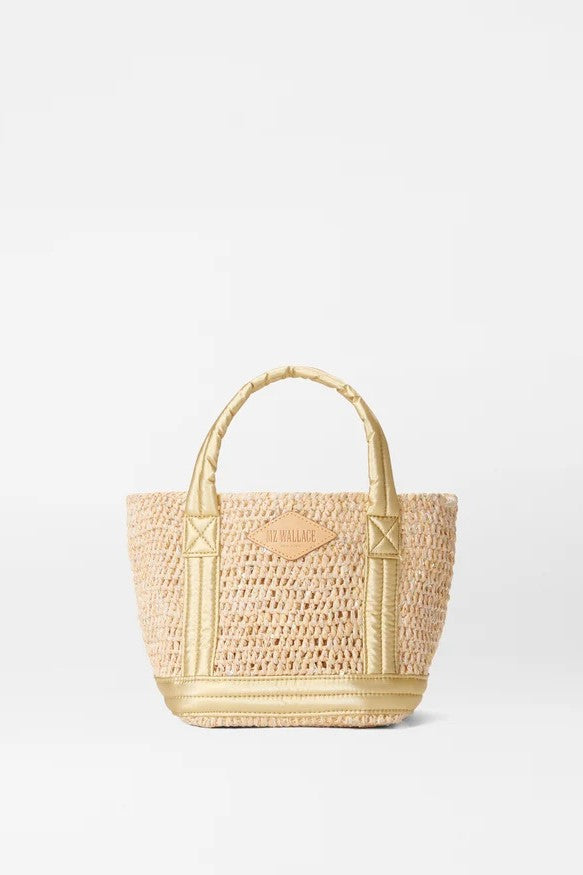 mz wallace sequin light gold pearl metallic mini raffia