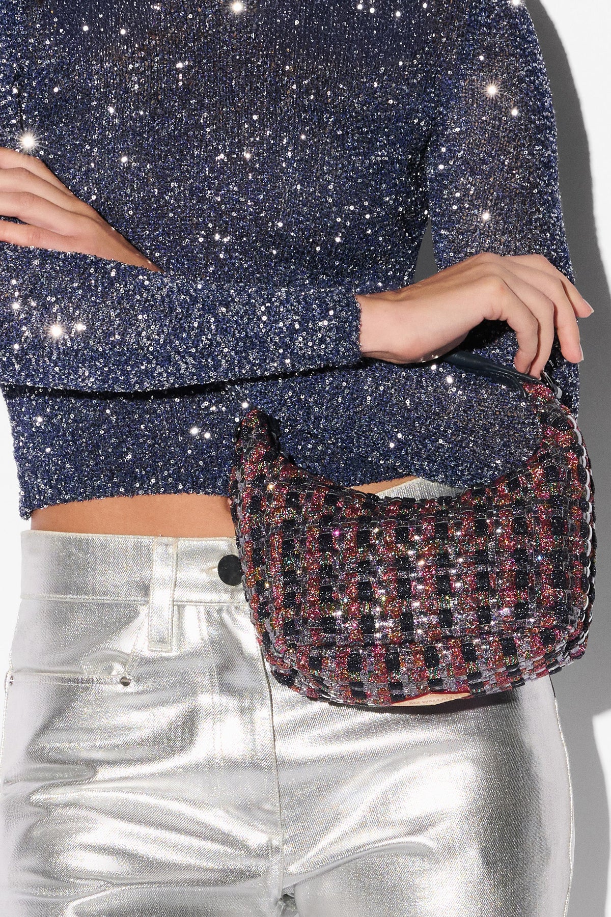 mz wallace multi shimmer mini woven hobo