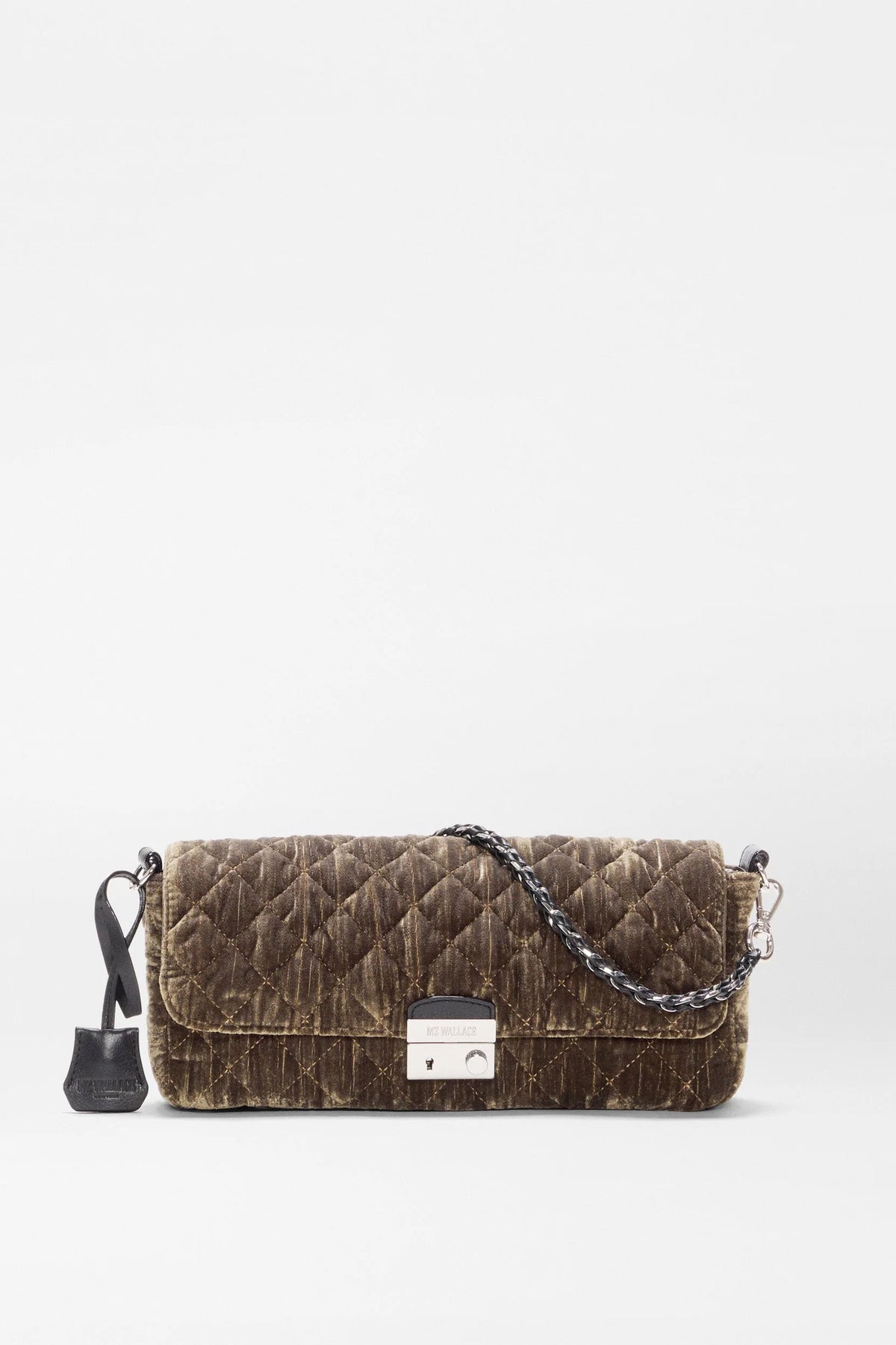 mz wallace pecan brown velvet crosby lock baguette