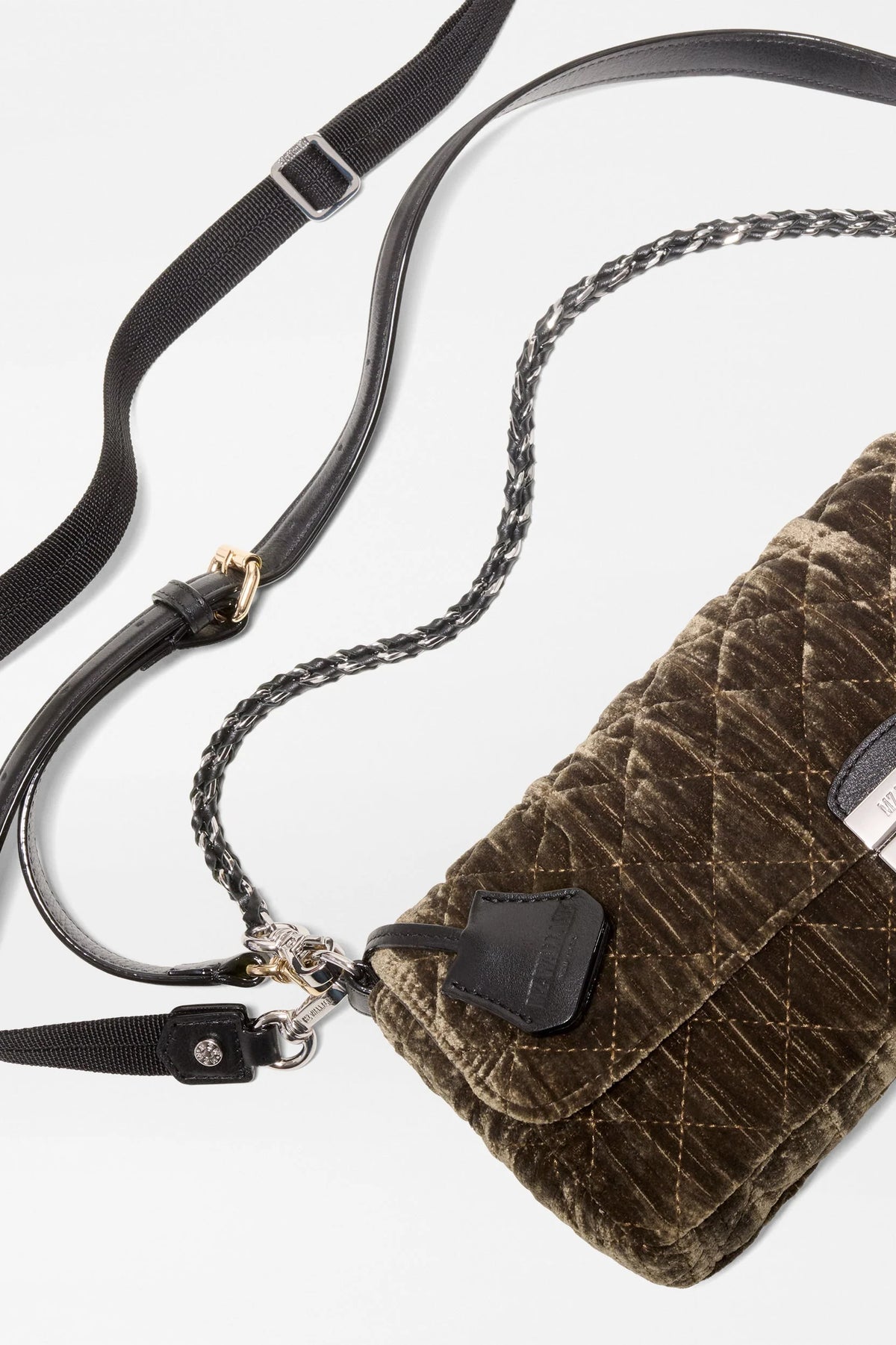 mz wallace pecan brown velvet crosby lock baguette