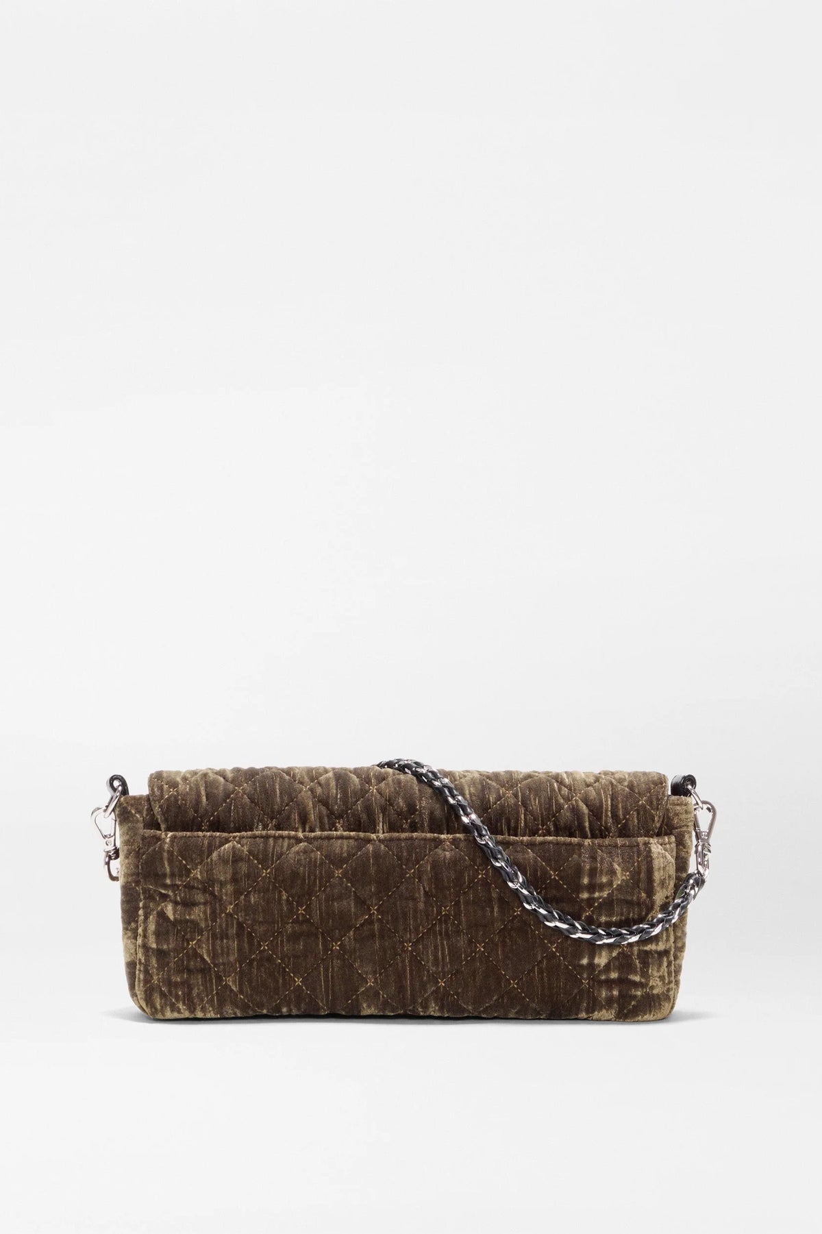 mz wallace pecan brown velvet crosby lock baguette