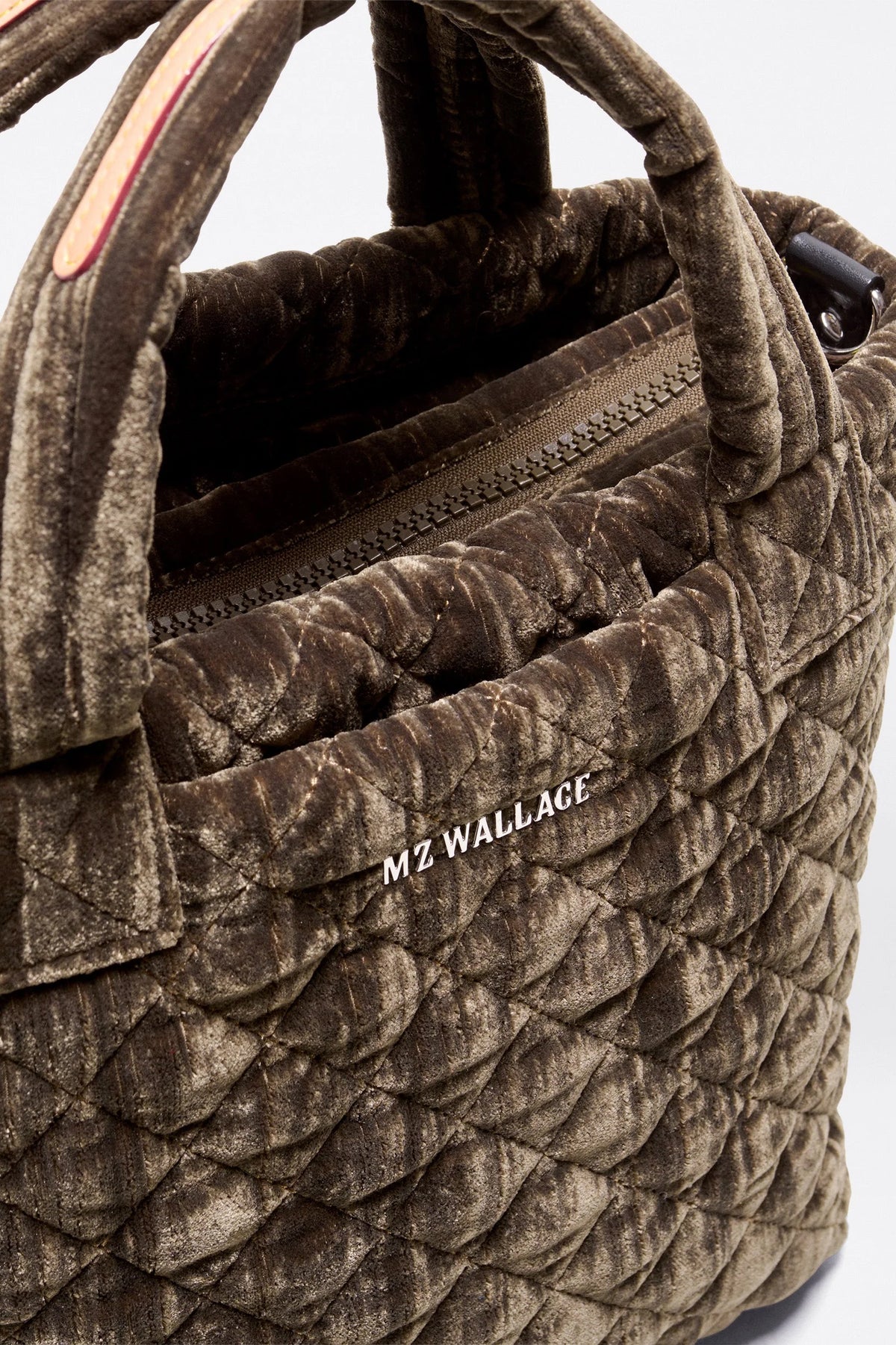 mz wallace pecan brown velvet mini metro tote deluxe