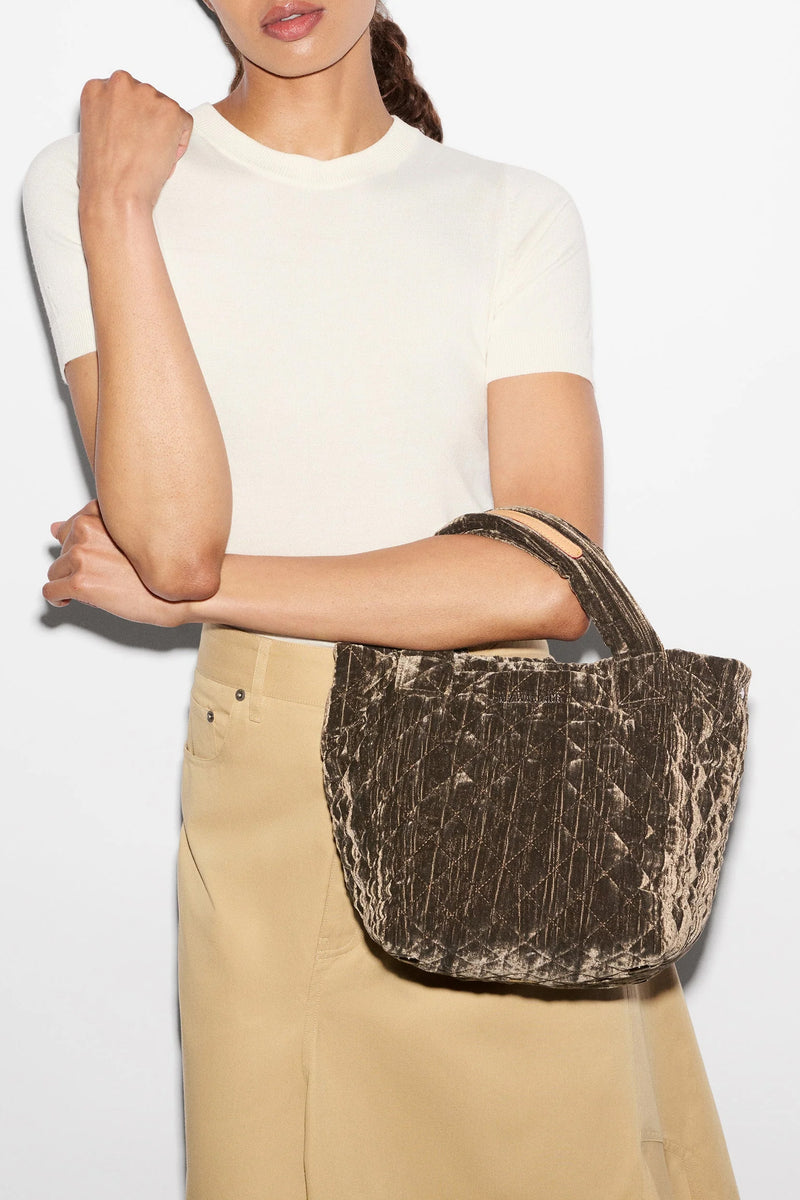 mz wallace pecan brown velvet mini metro tote deluxe