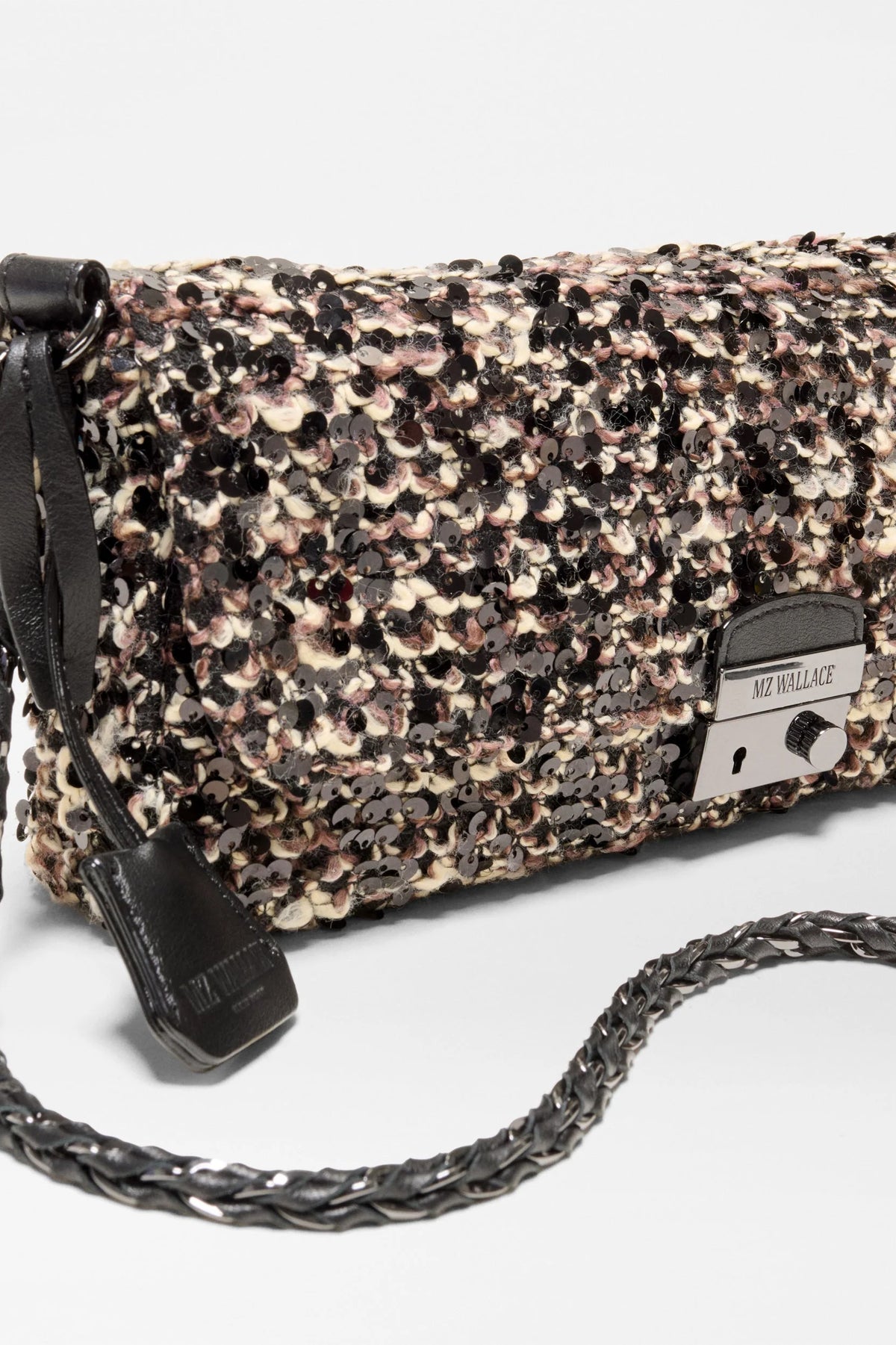 mz wallace sequin winter boucle crosby lock baguette