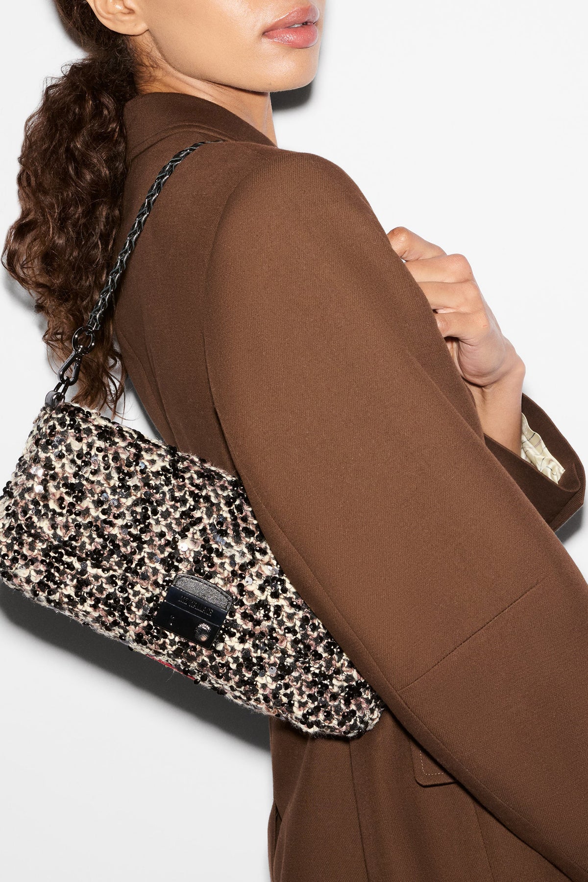 mz wallace sequin winter boucle crosby lock baguette