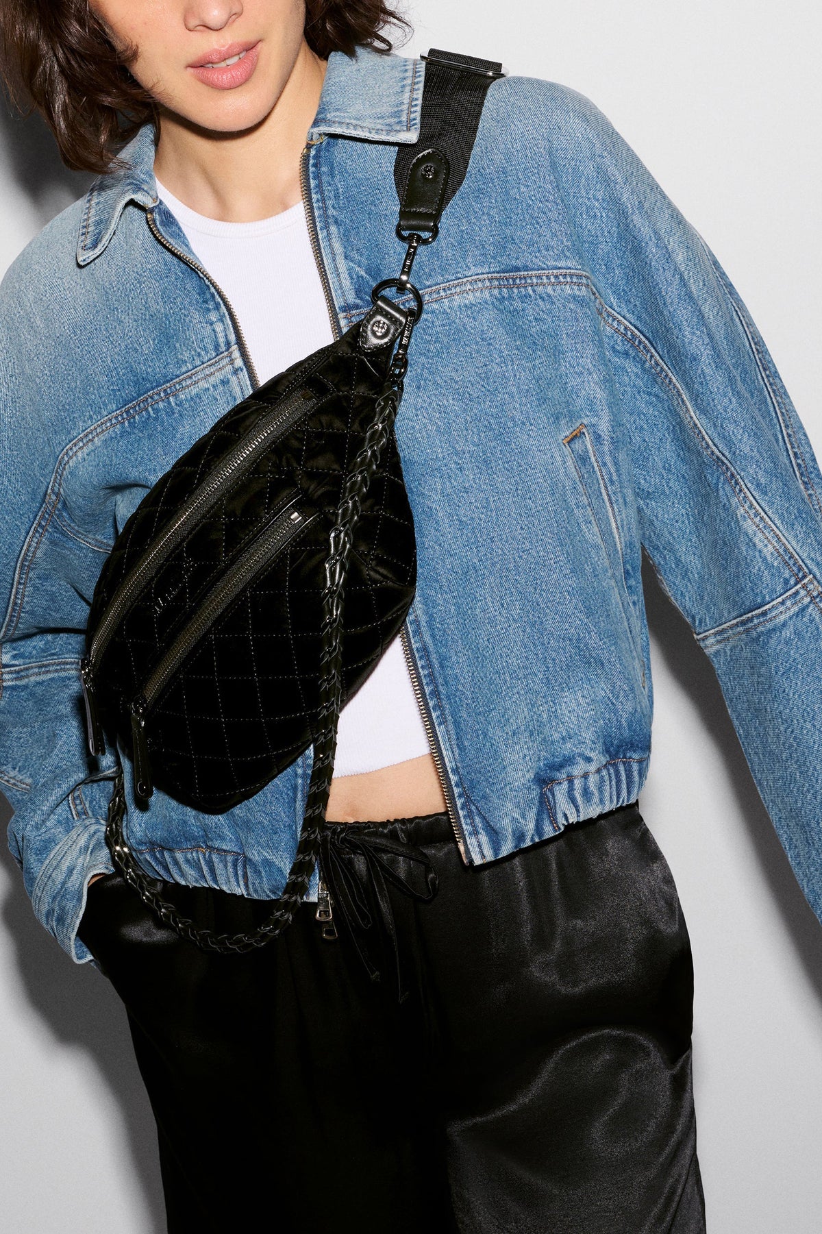 mz wallace black velvet small crosby sling