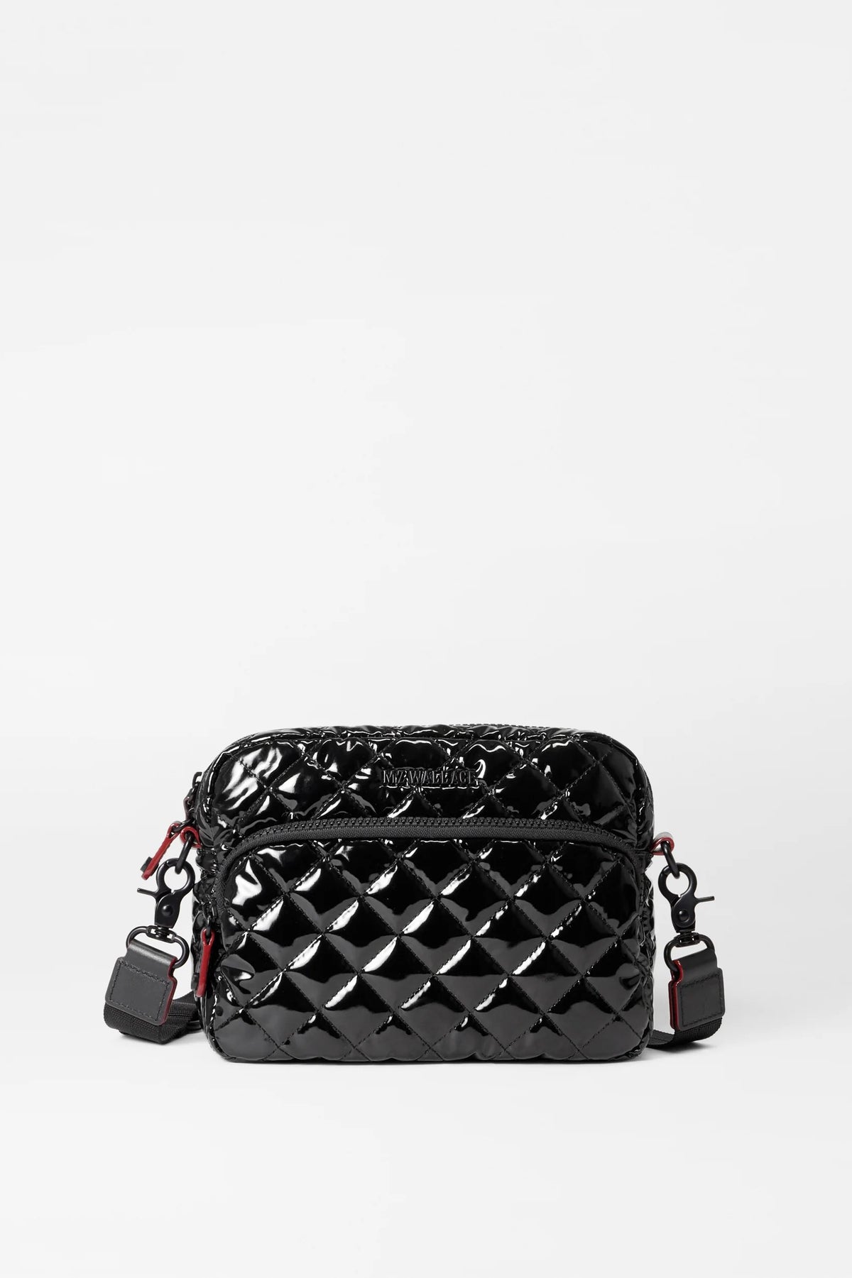 mz wallace black lacquer small metro camera bag