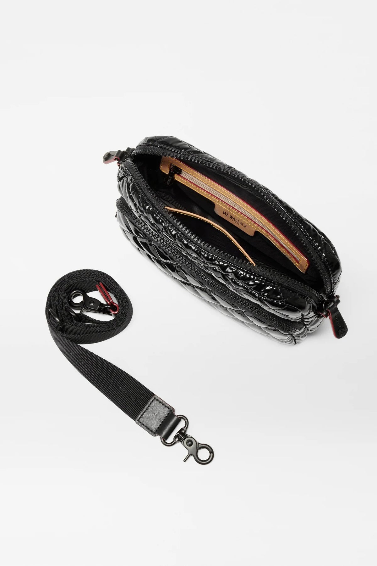 mz wallace black lacquer small metro camera bag