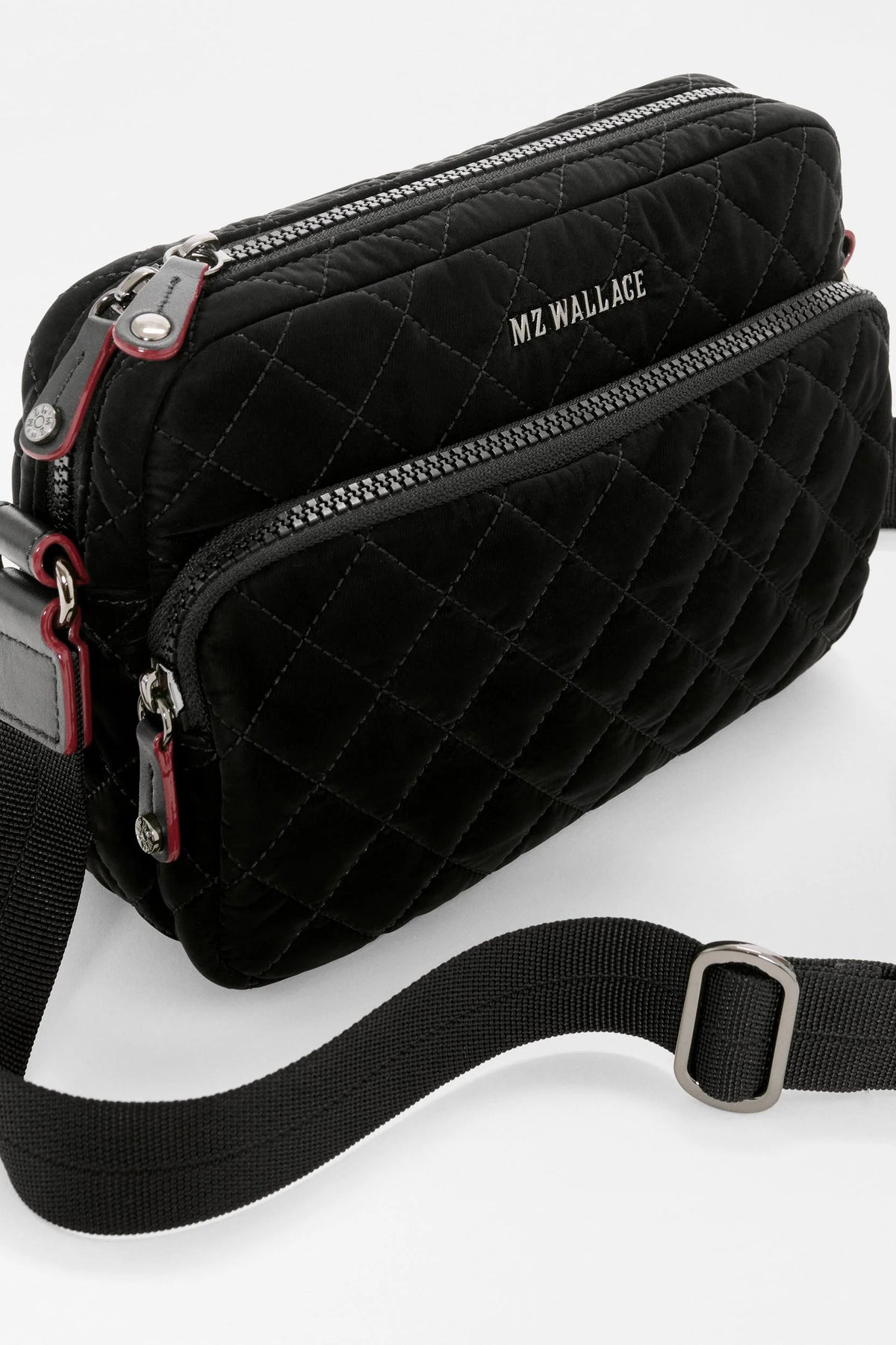 mz wallace black velvet small metro camera crossbody
