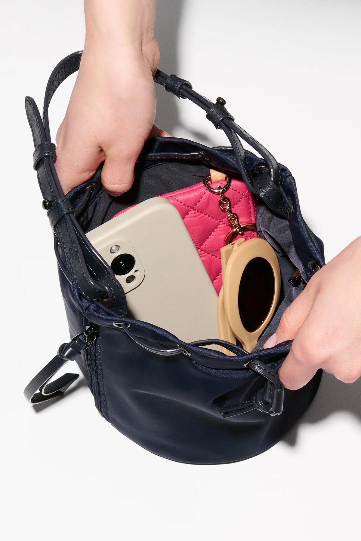 mz wallace navy waverly bucket bag