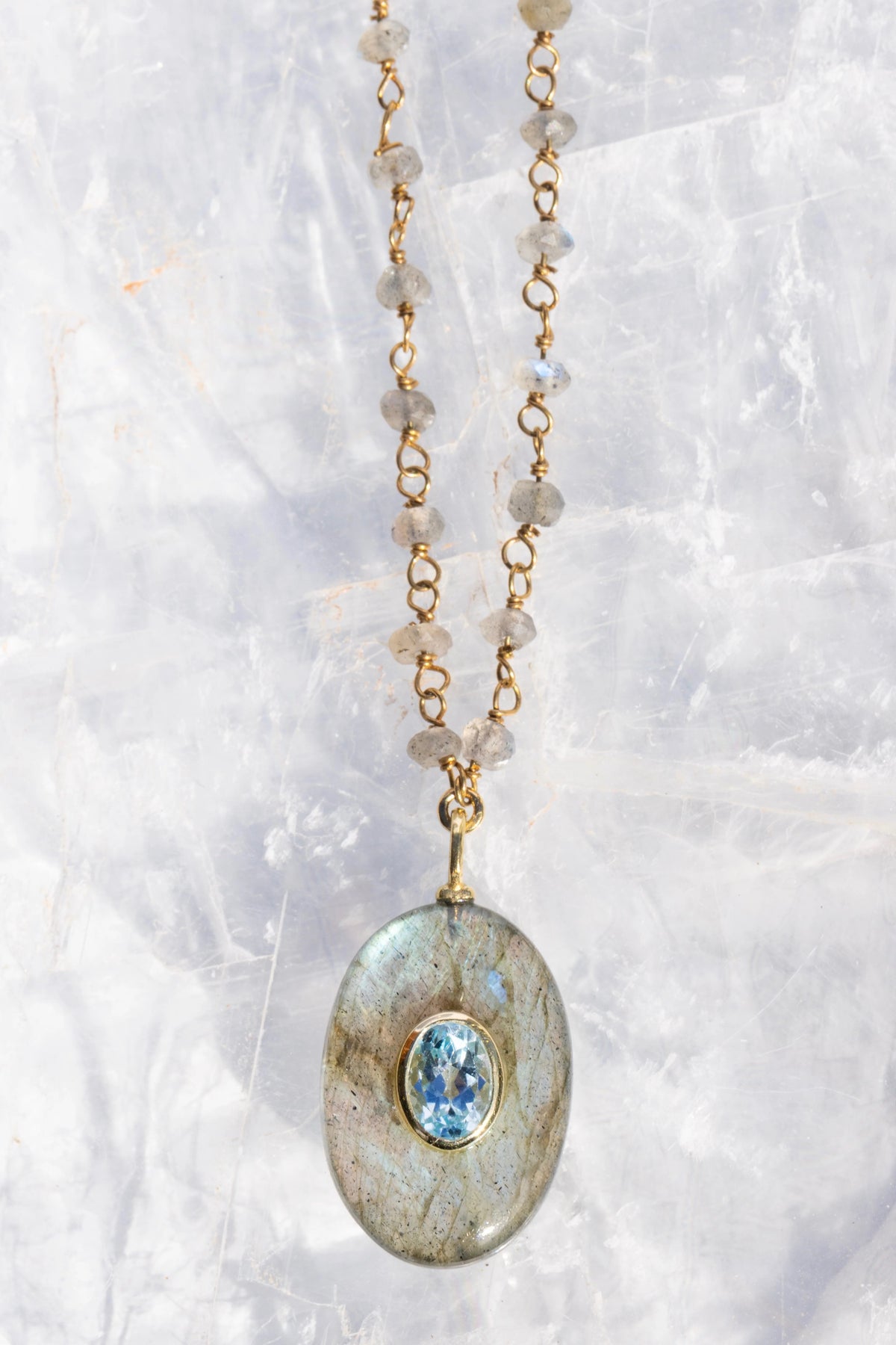native gem amulet necklace labradorite
