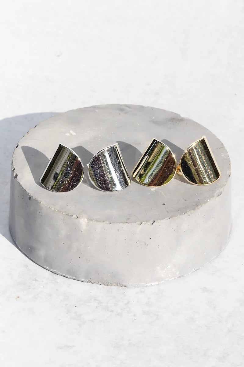 native gem arc studs sterling silver plated