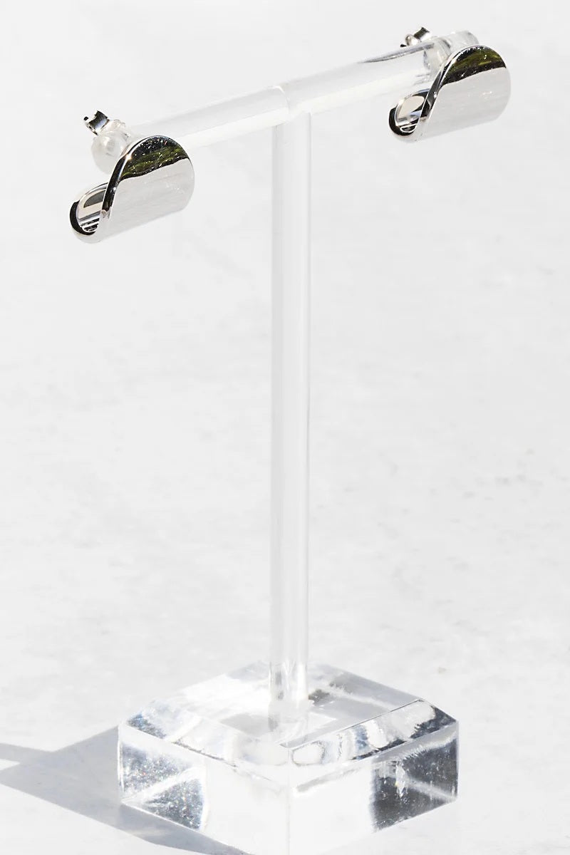 native gem arc studs sterling silver plated