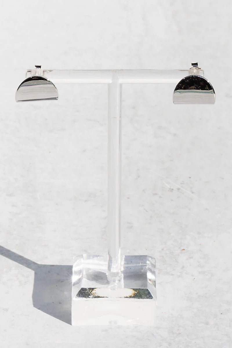 native gem arc studs sterling silver plated