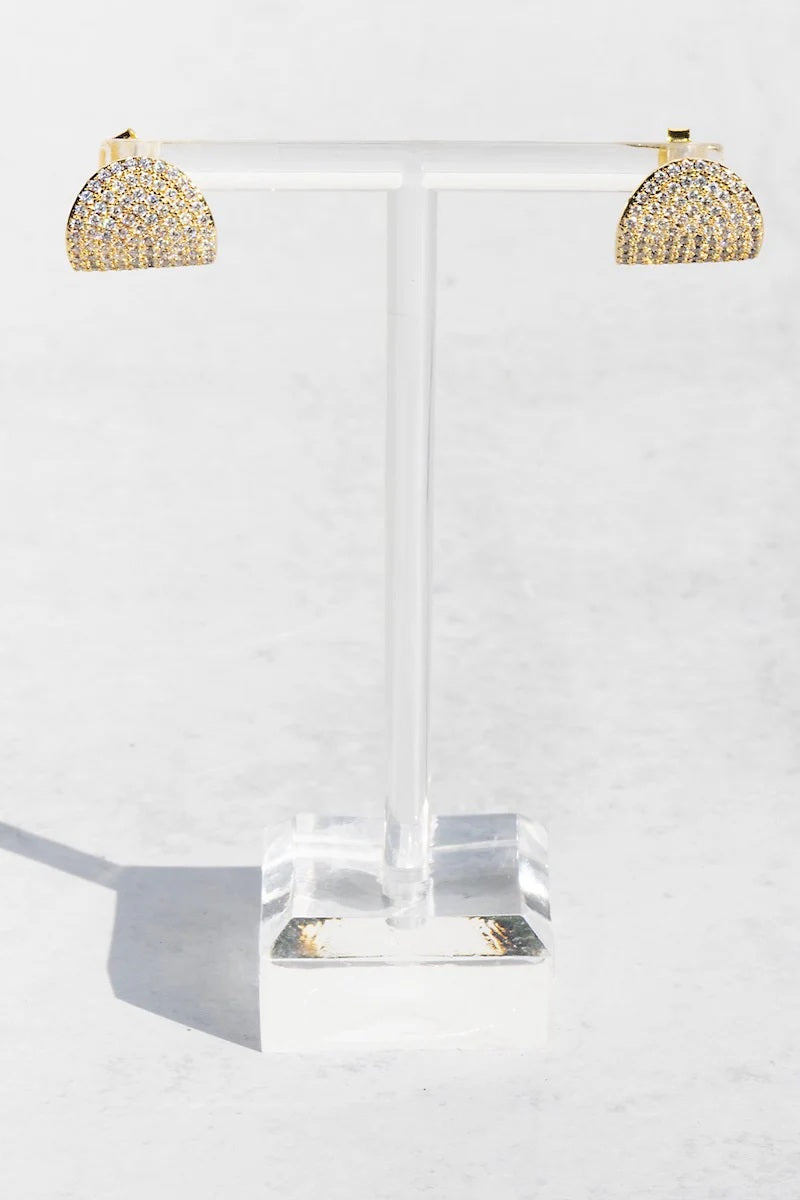 native gem cz arc studs gold plated