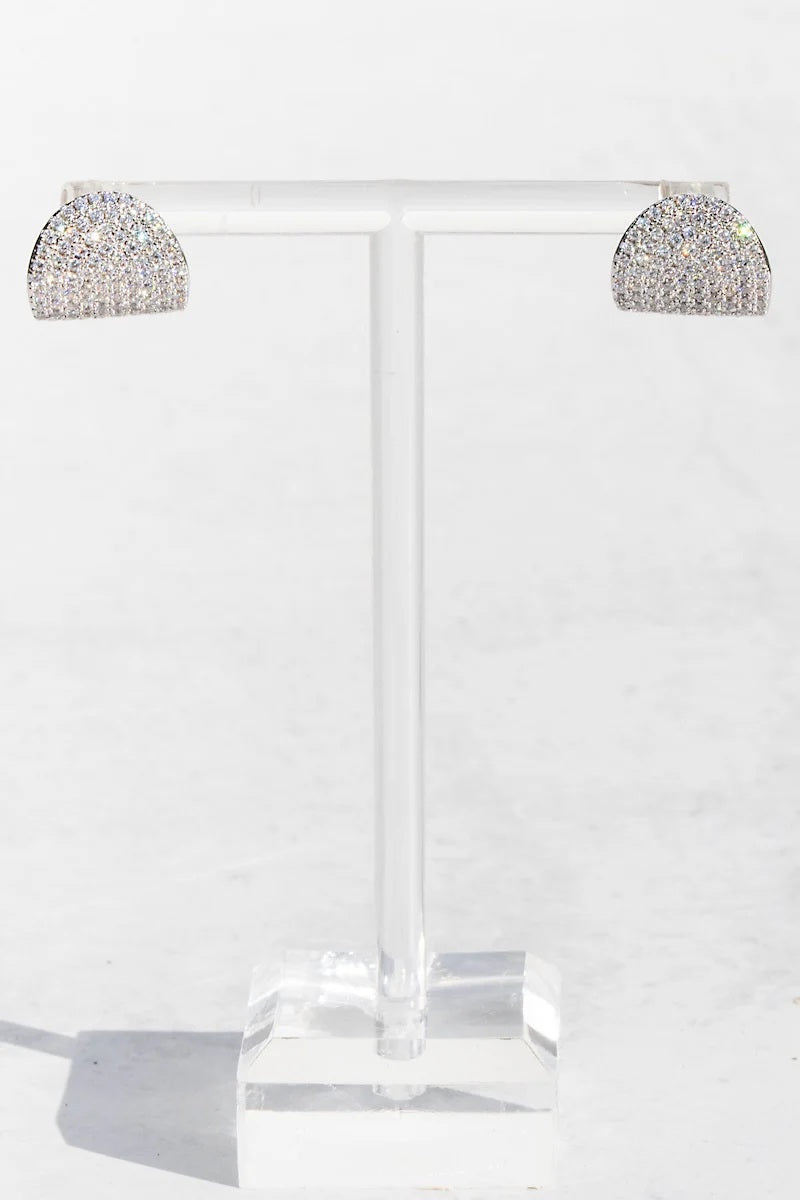 native gem cz arc studs sterling silver plated