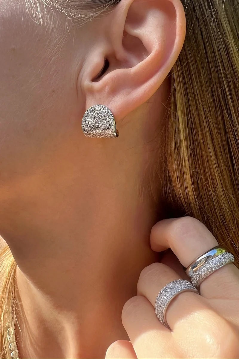 native gem cz arc studs sterling silver plated