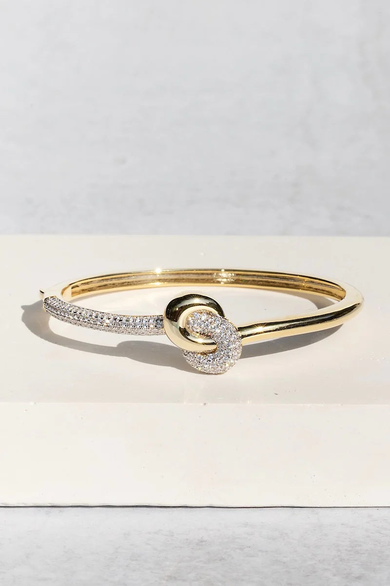 native gem love knot bangle gold and silver duo