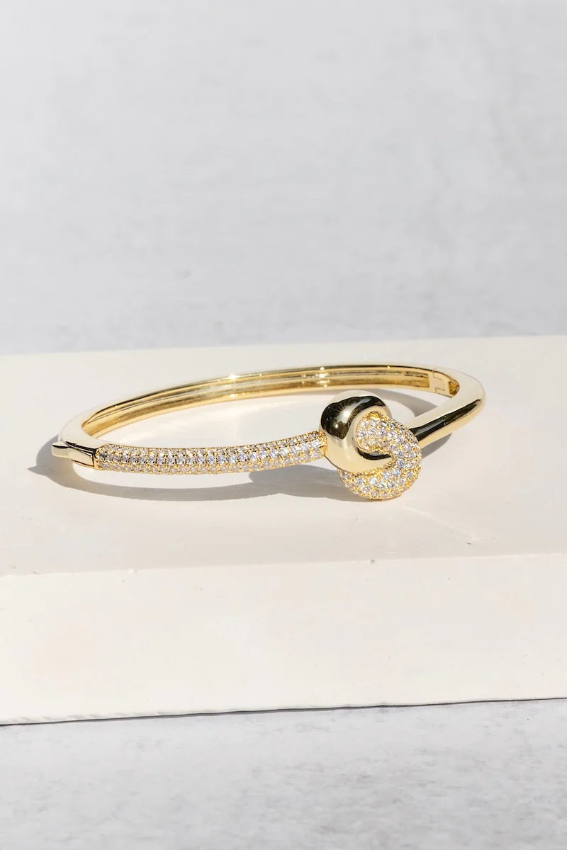 native gem love knot bangle gold plated