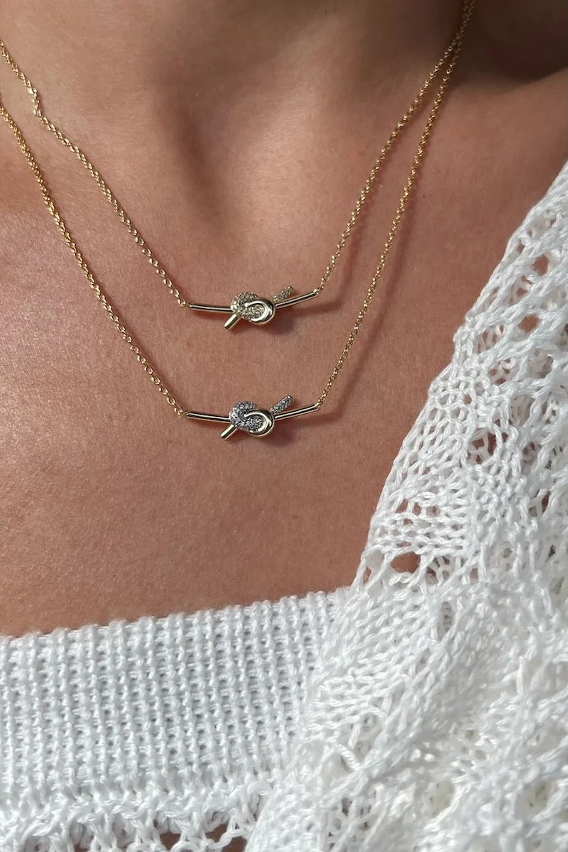 native gem love knot necklace sterling silver