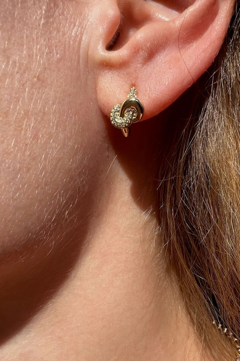 native gem love knot studs gold plated