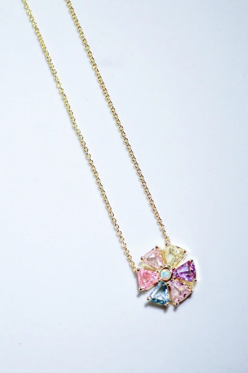 native gem psychedelic flower necklace