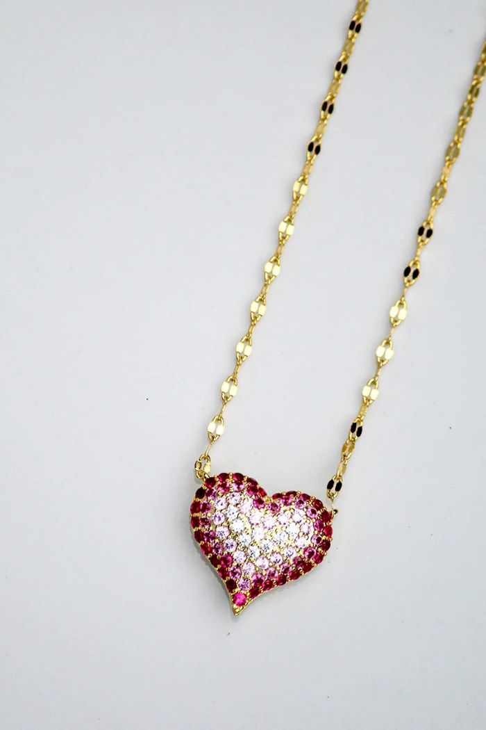 native gem queen of hearts necklace pink ombre 
