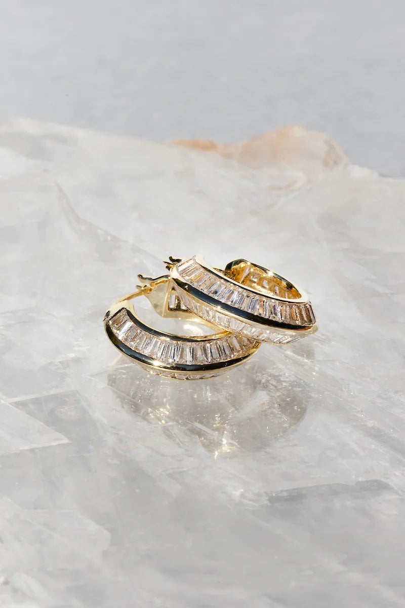 native gem razor edge hoops gold cz