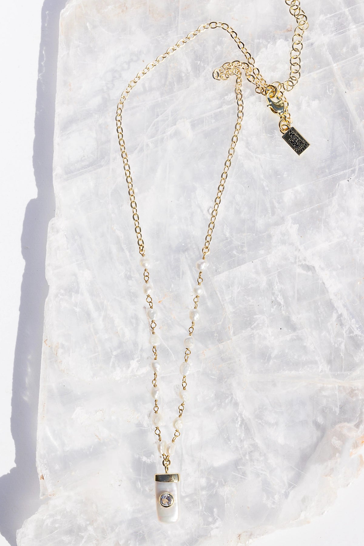 native gem tiny amulet necklace pearl