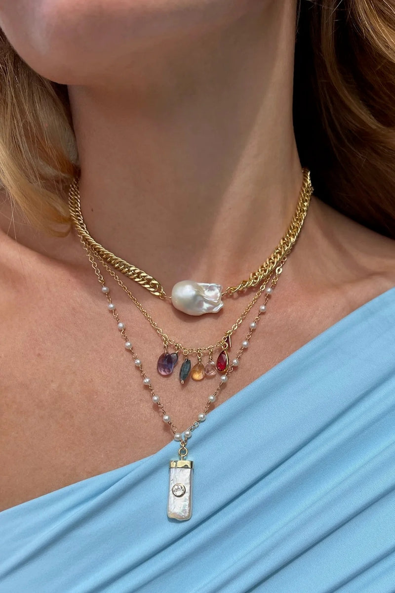 native gem tiny amulet necklace pearl