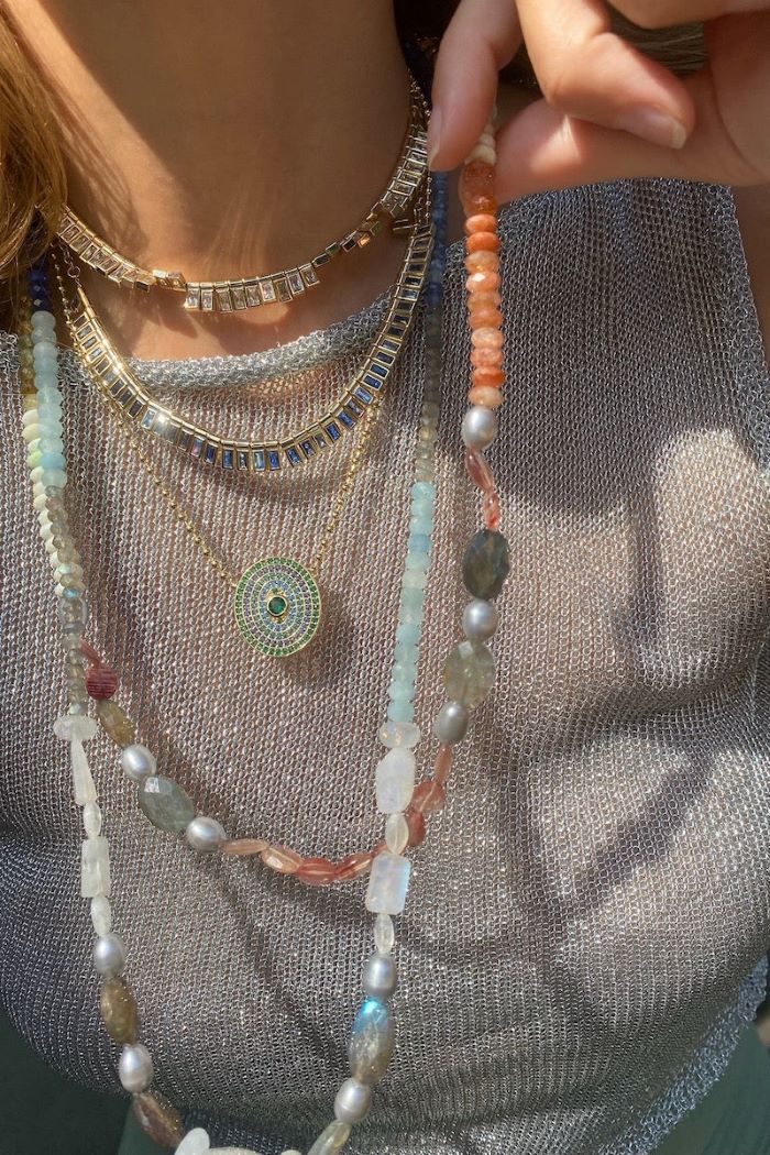 native gem utopia necklace aqua moss 