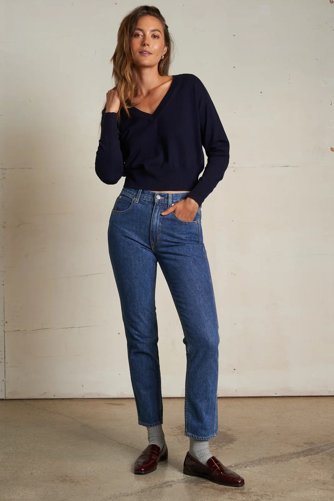 perfectwhitetee georgina sweater navy