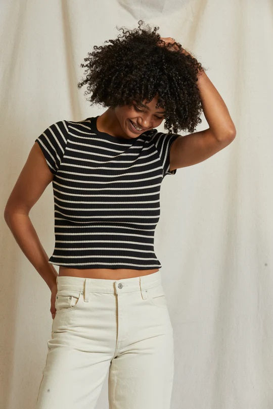 perfectwhitetee julia true black/natural stripe 