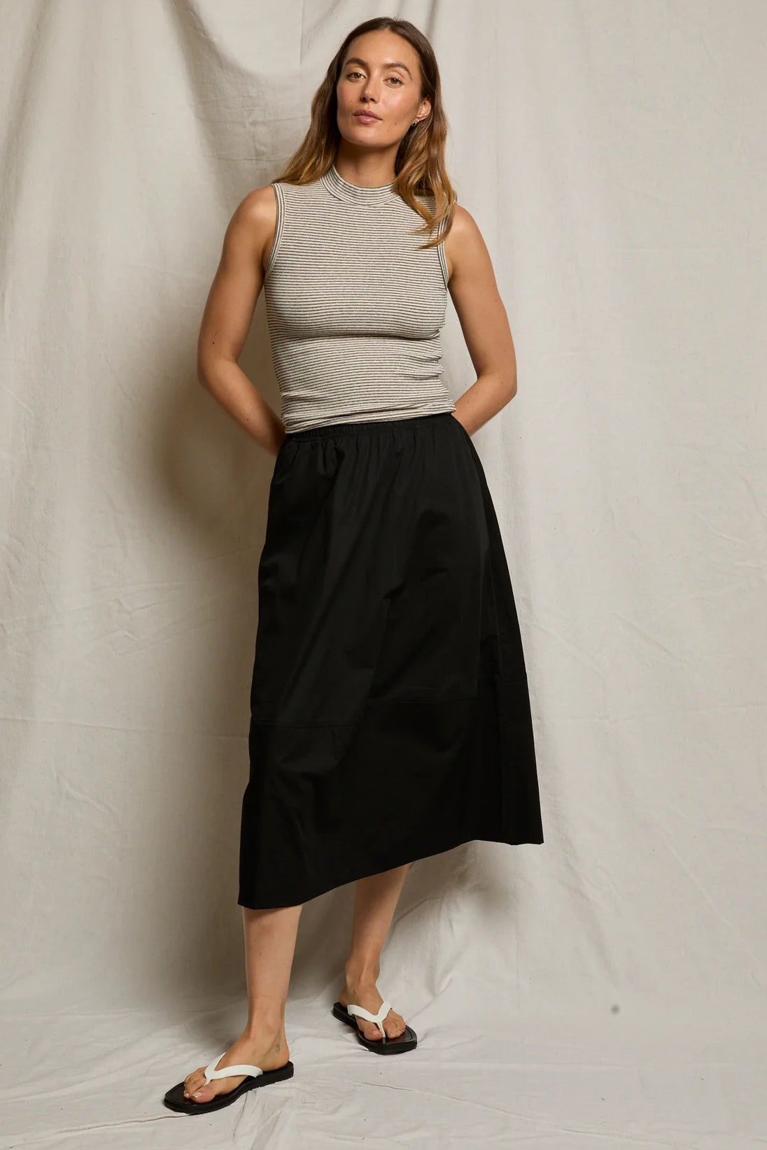 perfectwhitetee mel heather grey black stripe