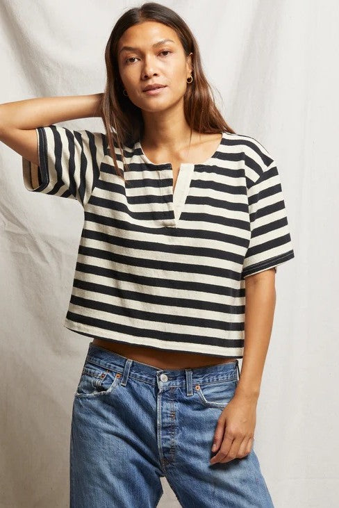 perfectwhitetee sarah black natural stripe