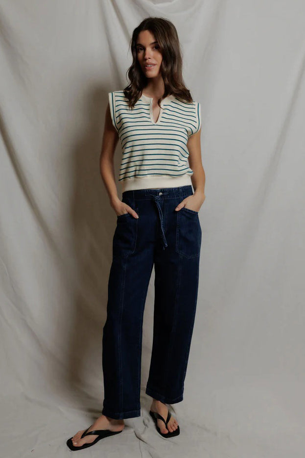 perfectwhitetee sloane teal navy stripe