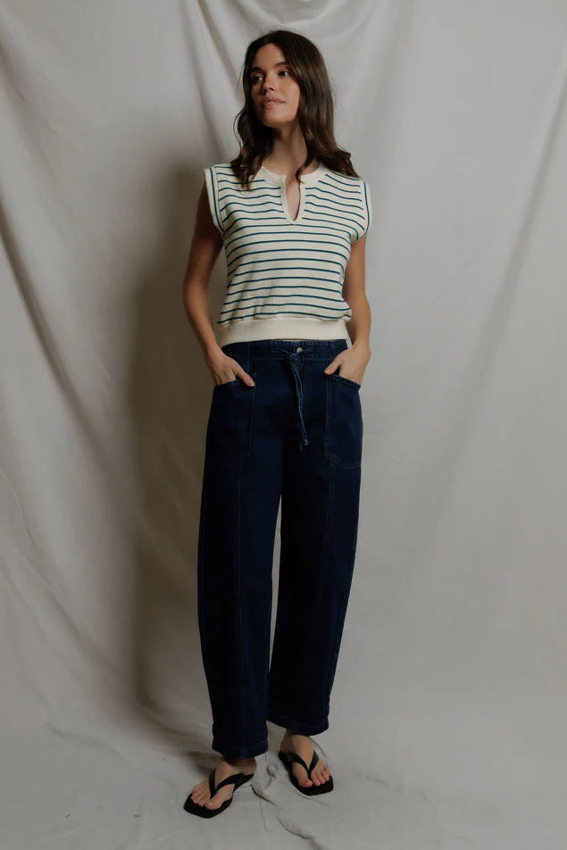 perfectwhitetee sloane teal navy stripe