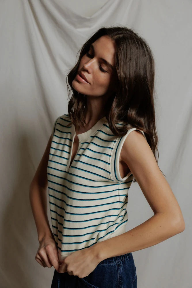 perfectwhitetee sloane teal navy stripe
