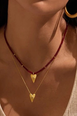 satya healing heart red onyx heart necklace