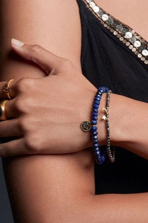 satya pyrite moon and star bracelet
