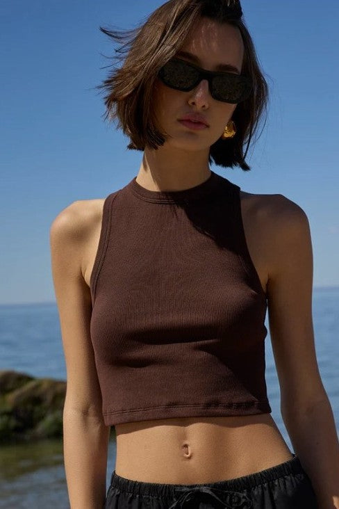 soldout.nyc the cropped not so basic tank chocolate