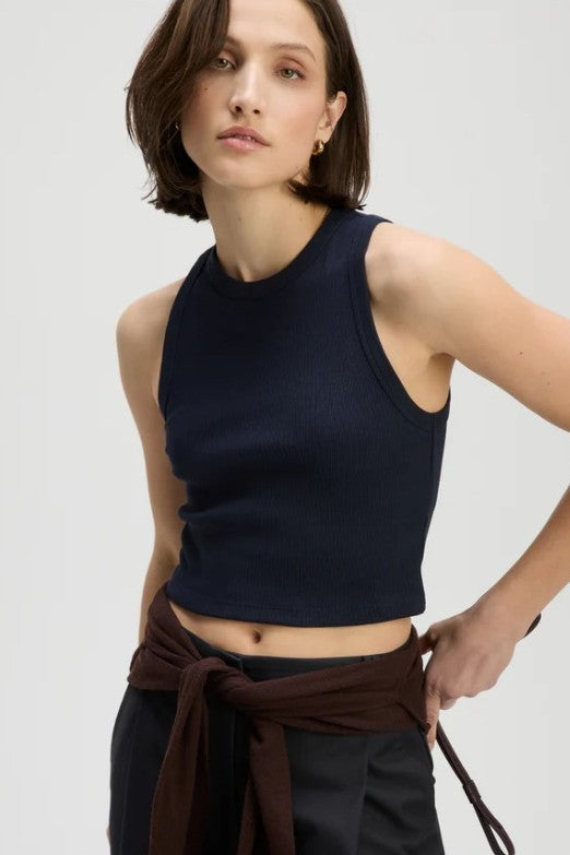 soldout.nyc the cropped not so basic tank navy