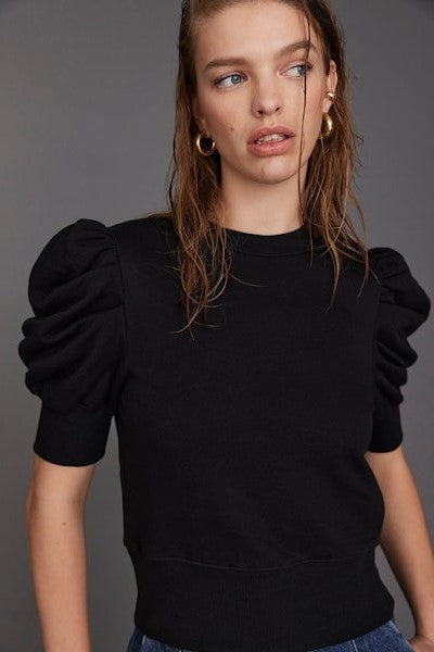 soldout.nyc the just enough puff short sleeve sweatshirt black 