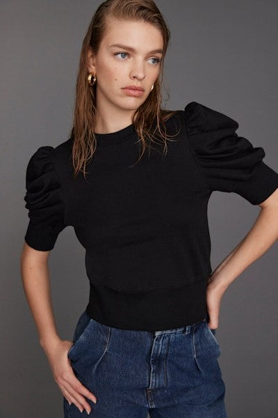 soldout.nyc the just enough puff short sleeve sweatshirt black 