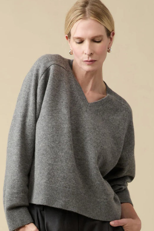 soldout.nyc the cashmere v-neck heather grey