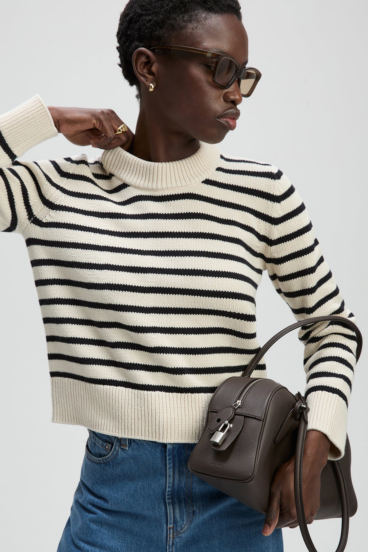 soldout.nyc the favorite crew black and cream stripe