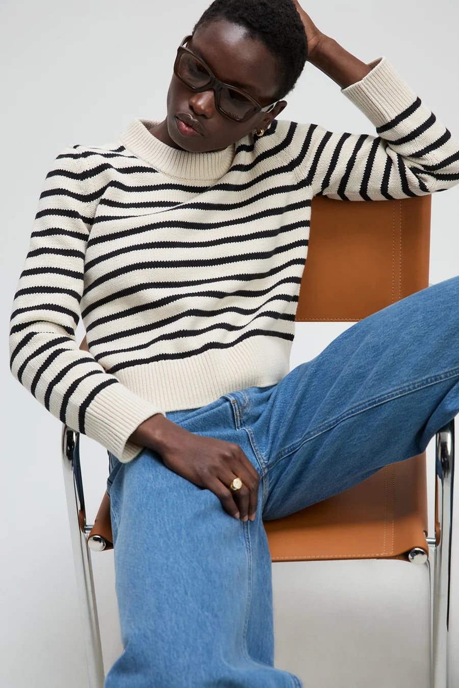 soldout.nyc the favorite crew black and cream stripe